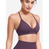 imageYEOREO Sports Bras for Women Strappy Padded Halter Ericie Open Back Light Impact Deep V Neck Yoga Workout Gym TopsDeep Berry