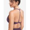 imageYEOREO Sports Bras for Women Strappy Padded Halter Ericie Open Back Light Impact Deep V Neck Yoga Workout Gym TopsDeep Berry