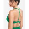 imageYEOREO Sports Bras for Women Strappy Padded Halter Ericie Open Back Light Impact Deep V Neck Yoga Workout Gym TopsGreen