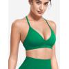 imageYEOREO Sports Bras for Women Strappy Padded Halter Ericie Open Back Light Impact Deep V Neck Yoga Workout Gym TopsGreen