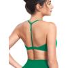 imageYEOREO Sports Bras for Women Strappy Padded Halter Ericie Open Back Light Impact Deep V Neck Yoga Workout Gym TopsGreen