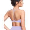 imageYEOREO Sports Bras for Women Strappy Padded Halter Ericie Open Back Light Impact Deep V Neck Yoga Workout Gym TopsLight Purple