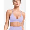 imageYEOREO Sports Bras for Women Strappy Padded Halter Ericie Open Back Light Impact Deep V Neck Yoga Workout Gym TopsLight Purple