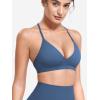 imageYEOREO Sports Bras for Women Strappy Padded Halter Ericie Open Back Light Impact Deep V Neck Yoga Workout Gym TopsNavy