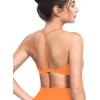 imageYEOREO Sports Bras for Women Strappy Padded Halter Ericie Open Back Light Impact Deep V Neck Yoga Workout Gym TopsOrange