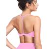 imageYEOREO Sports Bras for Women Strappy Padded Halter Ericie Open Back Light Impact Deep V Neck Yoga Workout Gym TopsPink