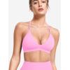imageYEOREO Sports Bras for Women Strappy Padded Halter Ericie Open Back Light Impact Deep V Neck Yoga Workout Gym TopsPink