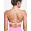 imageYEOREO Sports Bras for Women Strappy Padded Halter Ericie Open Back Light Impact Deep V Neck Yoga Workout Gym TopsPink