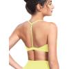 imageYEOREO Sports Bras for Women Strappy Padded Halter Ericie Open Back Light Impact Deep V Neck Yoga Workout Gym TopsYellow