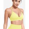 imageYEOREO Sports Bras for Women Strappy Padded Halter Ericie Open Back Light Impact Deep V Neck Yoga Workout Gym TopsYellow