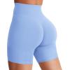 imageYEOREO Womens Biker Shorts 36quot 45quot  6quot Workout Gym Shorts Craze High Waist Tummy Control Hidden Scrunch Running YogaLight Blue