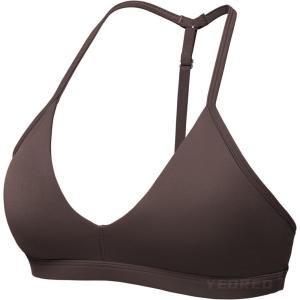 imageYEOREO Sports Bras for Women Strappy Padded Halter Ericie Open Back Light Impact Deep V Neck Yoga Workout Gym TopsChocolate