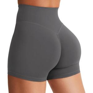 imageYEOREO Womens Biker Shorts 36quot 45quot  6quot Workout Gym Shorts Craze High Waist Tummy Control Hidden Scrunch Running YogaDark Grey