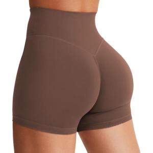 imageYEOREO Womens Biker Shorts 36quot 45quot  6quot Workout Gym Shorts Craze High Waist Tummy Control Hidden Scrunch Running YogaDeep Chocolate