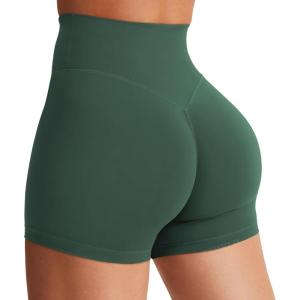 imageYEOREO Womens Biker Shorts 36quot 45quot  6quot Workout Gym Shorts Craze High Waist Tummy Control Hidden Scrunch Running YogaEden Green