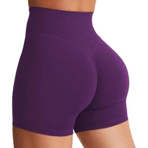 imageYEOREO Womens Biker Shorts 36quot 45quot  6quot Workout Gym Shorts Craze High Waist Tummy Control Hidden Scrunch Running YogaGrape Purple