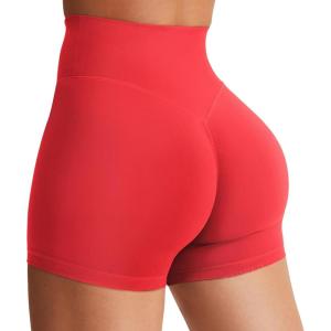 imageYEOREO Womens Biker Shorts 36quot 45quot  6quot Workout Gym Shorts Craze High Waist Tummy Control Hidden Scrunch Running YogaRed