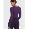 imageYEOREO Minniy Women Wrap Long Sleeve with Thumb Loops V Neck Basic Workout Shirts for Yoga Pilates Going Out Shrug BlouseDark Purple