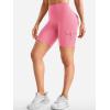 imageYEOREO CoreFlex Women Workout Biker Shorts with Cargo Pockets Hidden Scrunch High Waisted 8quot Inseam Gym ShortsCoral Pink