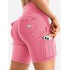 imageYEOREO CoreFlex Women Workout Biker Shorts with Cargo Pockets Hidden Scrunch High Waisted 8quot Inseam Gym ShortsCoral Pink