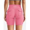 imageYEOREO CoreFlex Women Workout Biker Shorts with Cargo Pockets Hidden Scrunch High Waisted 8quot Inseam Gym ShortsCoral Pink
