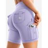 imageYEOREO CoreFlex Women Workout Biker Shorts with Cargo Pockets Hidden Scrunch High Waisted 8quot Inseam Gym ShortsLight Purple
