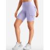 imageYEOREO CoreFlex Women Workout Biker Shorts with Cargo Pockets Hidden Scrunch High Waisted 8quot Inseam Gym ShortsLight Purple
