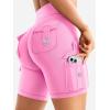 imageYEOREO CoreFlex Women Workout Biker Shorts with Cargo Pockets Hidden Scrunch High Waisted 8quot Inseam Gym ShortsPink