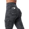 imageYEOREO CoreFlex Workout Cargo Leggings with Pockets for Women Hidden Scrunch Butt Lifting Leggings Gym Yoga PantsBlack Camo