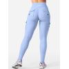 imageYEOREO CoreFlex Workout Cargo Leggings with Pockets for Women Hidden Scrunch Butt Lifting Leggings Gym Yoga PantsLight Blue