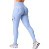 imageYEOREO CoreFlex Workout Cargo Leggings with Pockets for Women Hidden Scrunch Butt Lifting Leggings Gym Yoga PantsLight Blue
