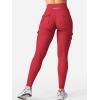 imageYEOREO CoreFlex Workout Cargo Leggings with Pockets for Women Hidden Scrunch Butt Lifting Leggings Gym Yoga PantsRed
