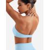 imageYEOREO Halter Sports Bras for Women Adjustable Strappy Open Back Impact Removable Pads Deep V Bra Workout Gym Yoga Crop TopAiry Blue