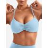 imageYEOREO Halter Sports Bras for Women Adjustable Strappy Open Back Impact Removable Pads Deep V Bra Workout Gym Yoga Crop TopAiry Blue