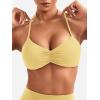 imageYEOREO Halter Sports Bras for Women Adjustable Strappy Open Back Impact Removable Pads Deep V Bra Workout Gym Yoga Crop TopCreamy Yellow