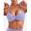 imageYEOREO Halter Sports Bras for Women Adjustable Strappy Open Back Impact Removable Pads Deep V Bra Workout Gym Yoga Crop TopLight Purple