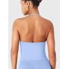 imageYEOREO SoftHue Impact Longline Strappy Top Womens Halter Workout Tank Tops Backless Gym Longline with Adjustable StrapBaby Blue