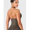 imageYEOREO SoftHue Impact Longline Strappy Top Womens Halter Workout Tank Tops Backless Gym Longline with Adjustable StrapCoffee