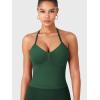 imageYEOREO SoftHue Impact Longline Strappy Top Womens Halter Workout Tank Tops Backless Gym Longline with Adjustable StrapEden Green
