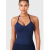 imageYEOREO SoftHue Impact Longline Strappy Top Womens Halter Workout Tank Tops Backless Gym Longline with Adjustable StrapNavy Blue