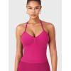 imageYEOREO SoftHue Impact Longline Strappy Top Womens Halter Workout Tank Tops Backless Gym Longline with Adjustable StrapRose