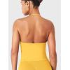 imageYEOREO SoftHue Impact Longline Strappy Top Womens Halter Workout Tank Tops Backless Gym Longline with Adjustable StrapYellow