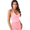 imageYEOREO Womens Halter Crop Top V Neck Workout Going Out Tank Top Hazel Padded Sleeveless Backless Trendy Summer CamisoleBaby Pink