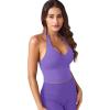 imageYEOREO Womens Halter Crop Top V Neck Workout Going Out Tank Top Hazel Padded Sleeveless Backless Trendy Summer CamisoleDahlia Purple