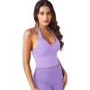 imageYEOREO Womens Halter Crop Top V Neck Workout Going Out Tank Top Hazel Padded Sleeveless Backless Trendy Summer CamisoleLight Purple