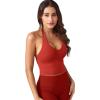 imageYEOREO Womens Halter Crop Top V Neck Workout Going Out Tank Top Hazel Padded Sleeveless Backless Trendy Summer CamisoleRed