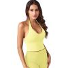 imageYEOREO Womens Halter Crop Top V Neck Workout Going Out Tank Top Hazel Padded Sleeveless Backless Trendy Summer CamisoleSky Yellow