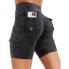 imageYEOREO CoreFlex Women Workout Biker Shorts with Cargo Pockets Hidden Scrunch High Waisted 8quot Inseam Gym ShortsBlack Camo