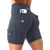 imageYEOREO CoreFlex Women Workout Biker Shorts with Cargo Pockets Hidden Scrunch High Waisted 8quot Inseam Gym ShortsCarbon Grey