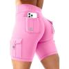 imageYEOREO CoreFlex Women Workout Biker Shorts with Cargo Pockets Hidden Scrunch High Waisted 8quot Inseam Gym ShortsPink